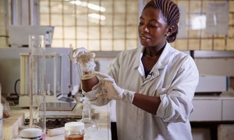 Chemist in a lab in Tanzania