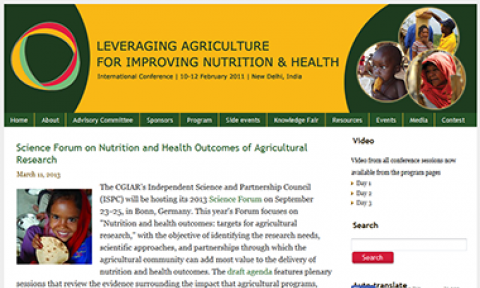 Website of the 2020 Conference on Leveraging Agriculture for Improving Nutrition and Health