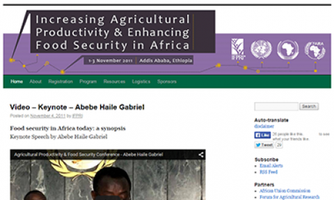 Website of Addis conference on Increasing Agricultural Productivity and Enhancing Food Security in Africa