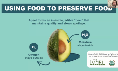 slide showing Apeel coating on avocado