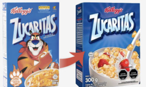 Cereal boxes before and after labeling law