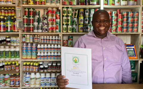 An agricultural input dealer holds a certificate of his consumer rating