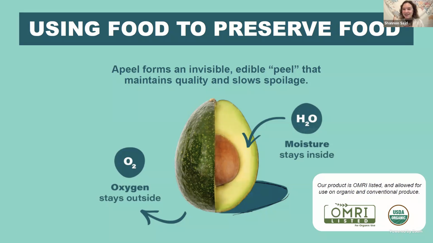 slide showing Apeel coating on avocado