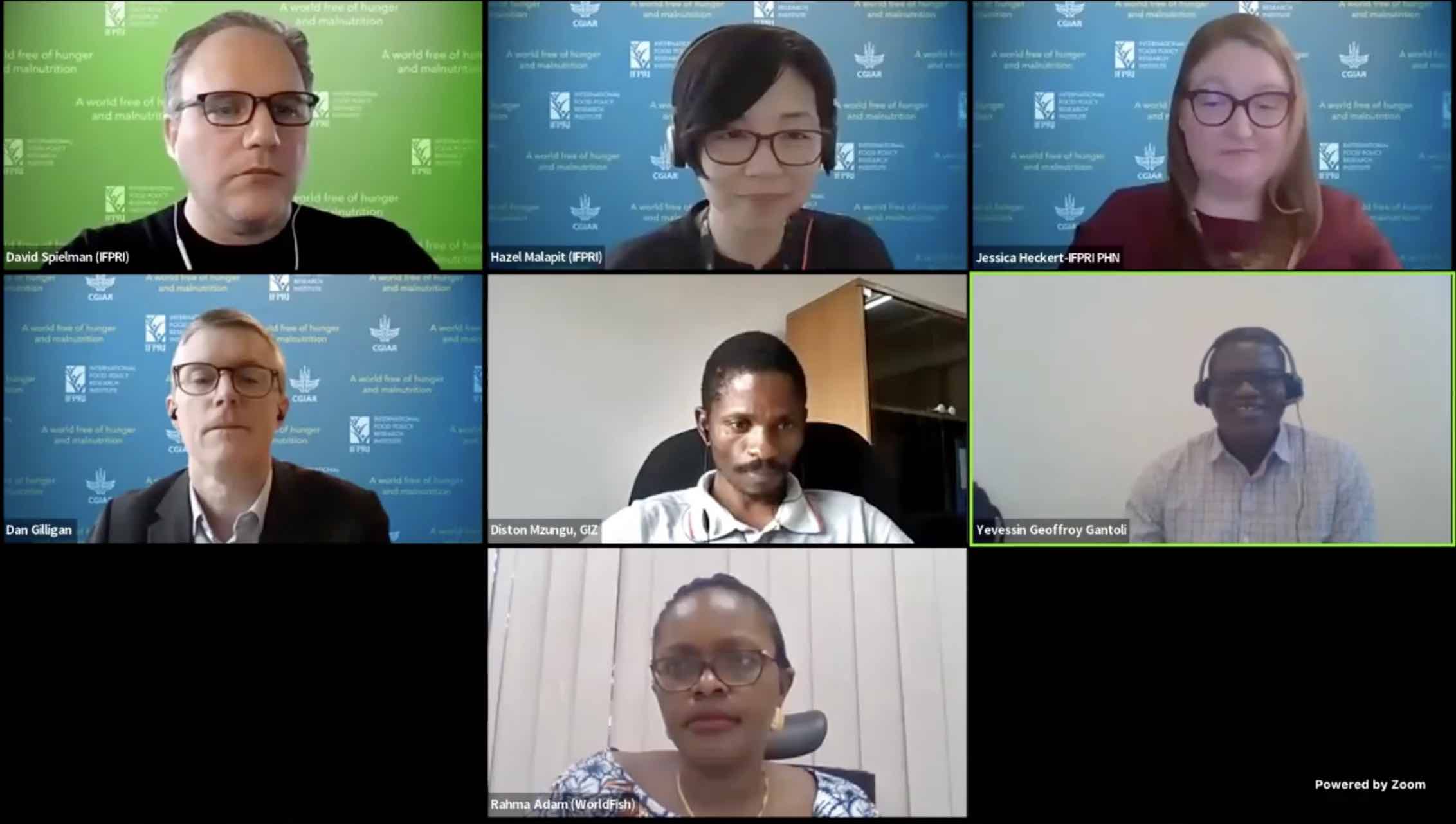 Zoom call with seven speakers